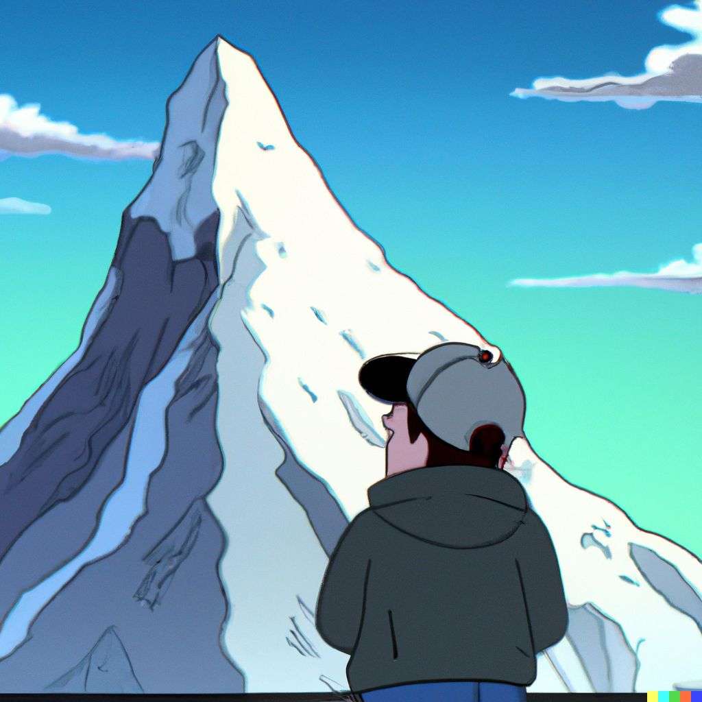 someone gazing at Mount Everest, screenshot from American Dad!